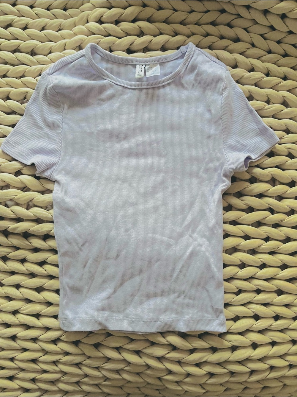 H&M Divided Ribbed Light Blue Crewneck Tee